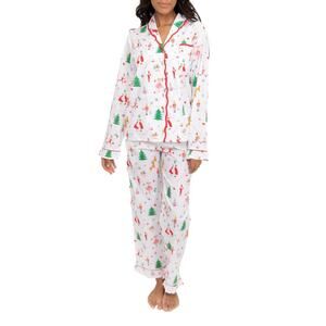 SANT AND ABEL X KATHY HILTON Christmas Magic Cotton Pajamas Set XL White NWT